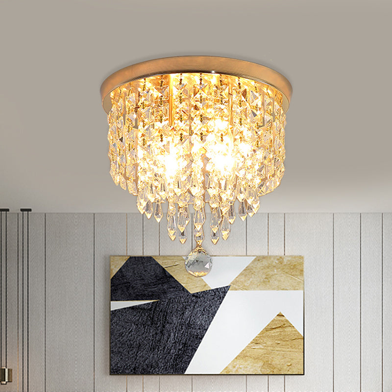 Crystal Strand Waterfall Flushmount Contemporary 8"/10" Wide 2-Light Hallway Ceiling Light Fixture Clearhalo 'Ceiling Lights' 'Close To Ceiling Lights' 'Close to ceiling' 'Flush mount' Lighting' 812280