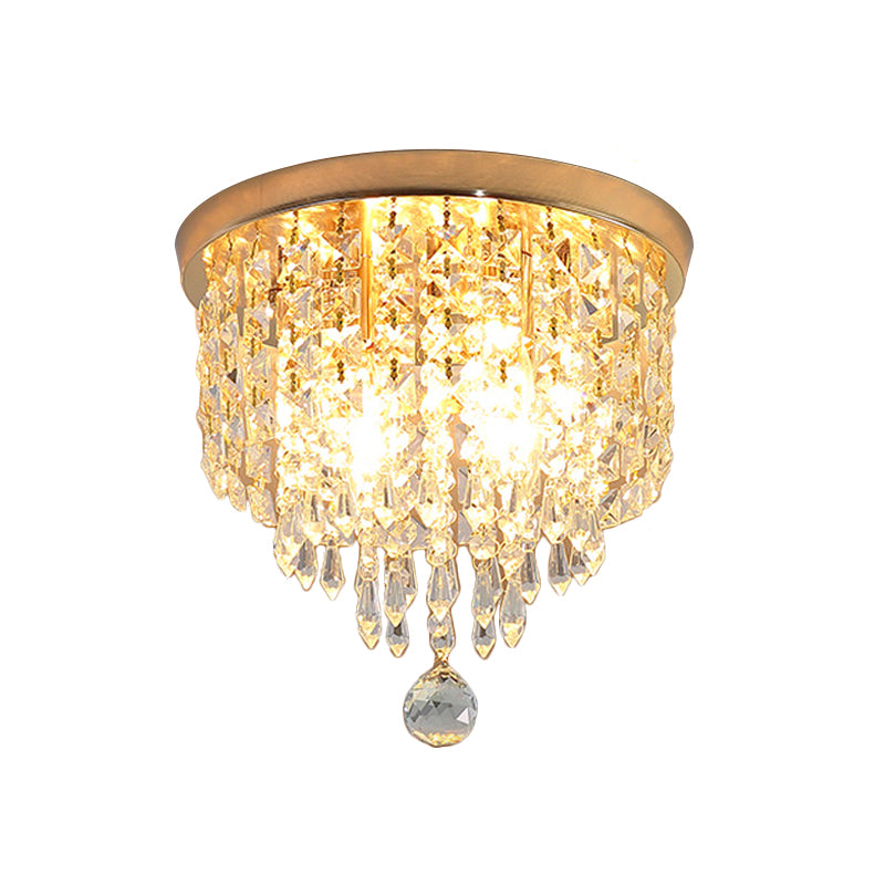 Crystal Strand Waterfall Flushmount Contemporary 8"/10" Wide 2-Light Hallway Ceiling Light Fixture Clearhalo 'Ceiling Lights' 'Close To Ceiling Lights' 'Close to ceiling' 'Flush mount' Lighting' 812281