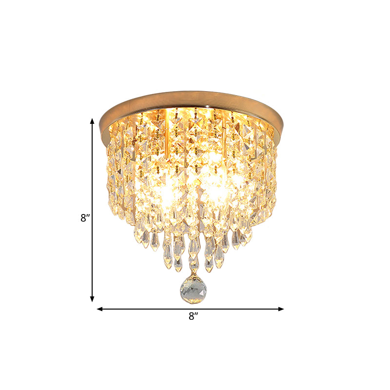 Crystal Strand Waterfall Flushmount Contemporary 8"/10" Wide 2-Light Hallway Ceiling Light Fixture Clearhalo 'Ceiling Lights' 'Close To Ceiling Lights' 'Close to ceiling' 'Flush mount' Lighting' 812282