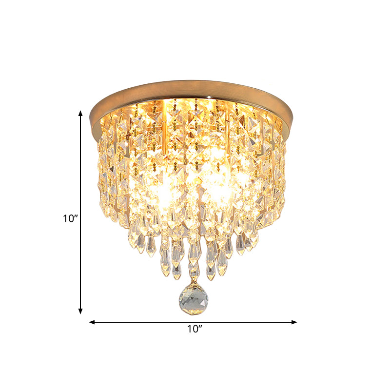 Crystal Strand Waterfall Flushmount Contemporary 8"/10" Wide 2-Light Hallway Ceiling Light Fixture Clearhalo 'Ceiling Lights' 'Close To Ceiling Lights' 'Close to ceiling' 'Flush mount' Lighting' 812283