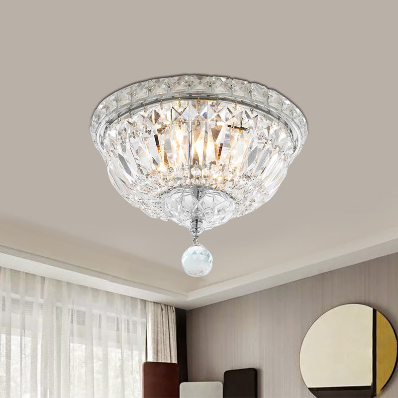 6-Light Bowl Flush Mount Lamp Modernism Clear Faceted Crystal Ceiling Light Fixture Clearhalo 'Ceiling Lights' 'Close To Ceiling Lights' 'Close to ceiling' 'Flush mount' Lighting' 812298