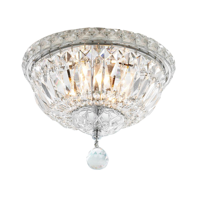 6-Light Bowl Flush Mount Lamp Modernism Clear Faceted Crystal Ceiling Light Fixture Clearhalo 'Ceiling Lights' 'Close To Ceiling Lights' 'Close to ceiling' 'Flush mount' Lighting' 812299