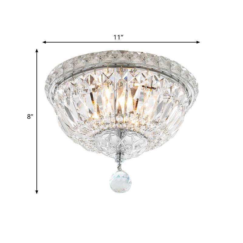 6-Light Bowl Flush Mount Lamp Modernism Clear Faceted Crystal Ceiling Light Fixture Clearhalo 'Ceiling Lights' 'Close To Ceiling Lights' 'Close to ceiling' 'Flush mount' Lighting' 812300