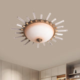 24"/30" W LED Fluted Crystal Flushmount Ceiling Lamp Minimalist Gold Opal Glass Bowl Corridor Lighting Fixture Clearhalo 'Ceiling Lights' 'Close To Ceiling Lights' 'Close to ceiling' 'Flush mount' Lighting' 812314