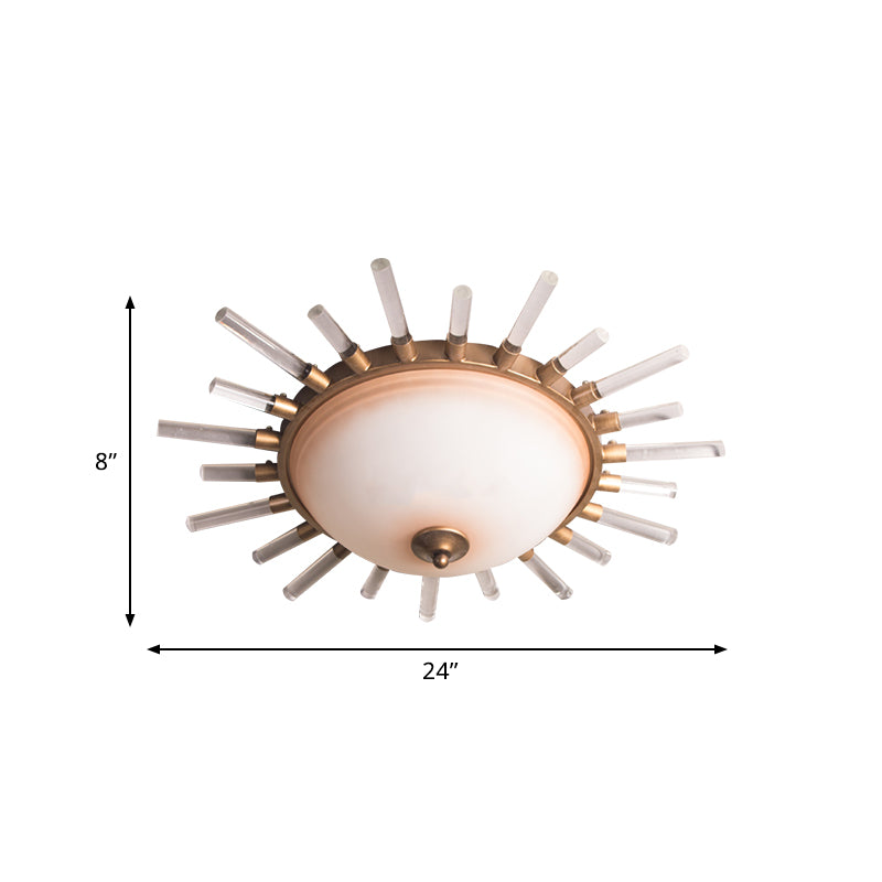 24"/30" W LED Fluted Crystal Flushmount Ceiling Lamp Minimalist Gold Opal Glass Bowl Corridor Lighting Fixture Clearhalo 'Ceiling Lights' 'Close To Ceiling Lights' 'Close to ceiling' 'Flush mount' Lighting' 812316