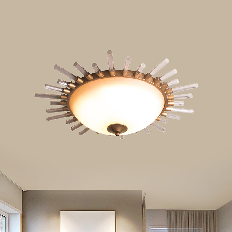 24"/30" W LED Fluted Crystal Flushmount Ceiling Lamp Minimalist Gold Opal Glass Bowl Corridor Lighting Fixture Clearhalo 'Ceiling Lights' 'Close To Ceiling Lights' 'Close to ceiling' 'Flush mount' Lighting' 812318