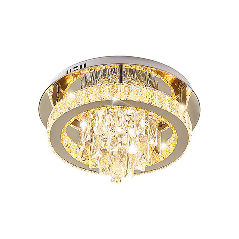 LED Ring Flushmount Modernism Chrome Faceted Crystal Close to Ceiling Light for Living Room Clearhalo 'Ceiling Lights' 'Close To Ceiling Lights' 'Close to ceiling' 'Flush mount' Lighting' 812373