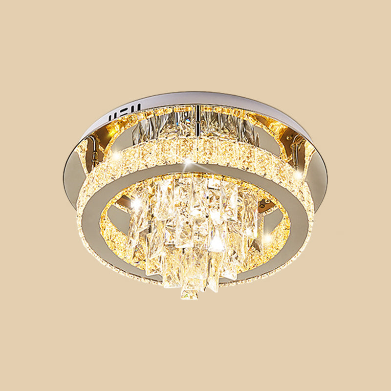 LED Ring Flushmount Modernism Chrome Faceted Crystal Close to Ceiling Light for Living Room Clearhalo 'Ceiling Lights' 'Close To Ceiling Lights' 'Close to ceiling' 'Flush mount' Lighting' 812374