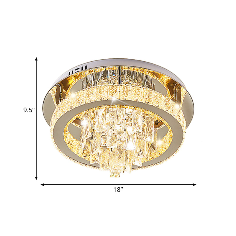 LED Ring Flushmount Modernism Chrome Faceted Crystal Close to Ceiling Light for Living Room Clearhalo 'Ceiling Lights' 'Close To Ceiling Lights' 'Close to ceiling' 'Flush mount' Lighting' 812375