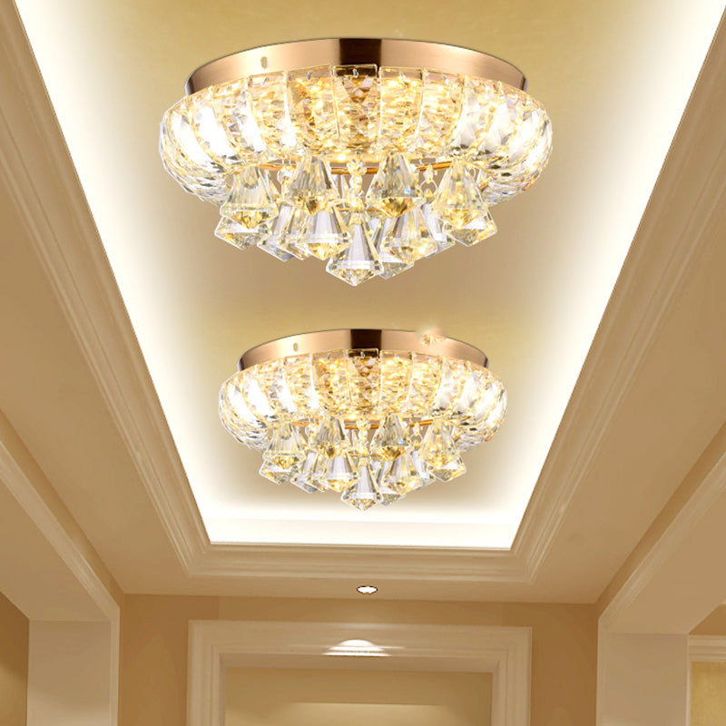 Gold Teardrop Flush Light Fixture Minimal Clear Crystal LED Corridor Close to Ceiling Lamp Clearhalo 'Ceiling Lights' 'Close To Ceiling Lights' 'Close to ceiling' 'Flush mount' Lighting' 812385