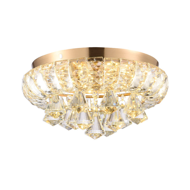 Gold Teardrop Flush Light Fixture Minimal Clear Crystal LED Corridor Close to Ceiling Lamp Clearhalo 'Ceiling Lights' 'Close To Ceiling Lights' 'Close to ceiling' 'Flush mount' Lighting' 812386