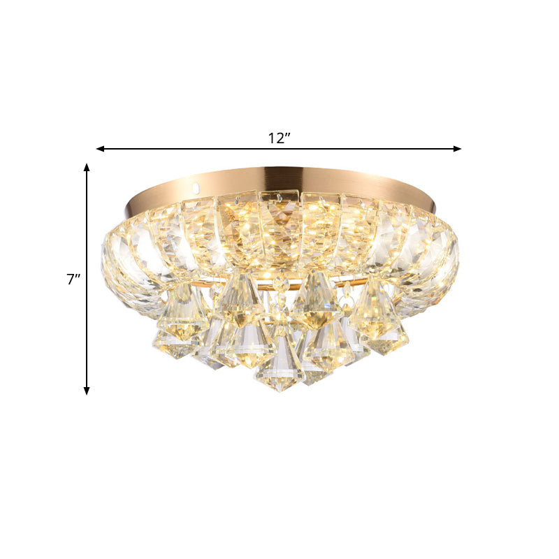 Gold Teardrop Flush Light Fixture Minimal Clear Crystal LED Corridor Close to Ceiling Lamp Clearhalo 'Ceiling Lights' 'Close To Ceiling Lights' 'Close to ceiling' 'Flush mount' Lighting' 812387