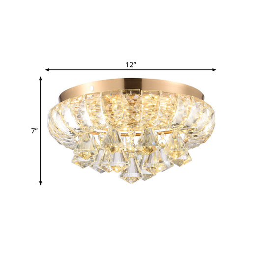 Gold Teardrop Flush Light Fixture Minimal Clear Crystal LED Corridor Close to Ceiling Lamp Clearhalo 'Ceiling Lights' 'Close To Ceiling Lights' 'Close to ceiling' 'Flush mount' Lighting' 812387