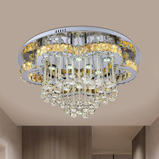 LED Crystal Orb Ceiling Light Fixture Minimal Chrome Finish Flower Living Room Flush Mount Lamp Chrome Clearhalo 'Ceiling Lights' 'Close To Ceiling Lights' 'Close to ceiling' 'Flush mount' Lighting' 812397