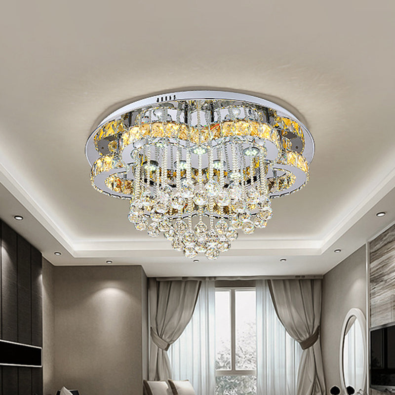 LED Crystal Orb Ceiling Light Fixture Minimal Chrome Finish Flower Living Room Flush Mount Lamp Clearhalo 'Ceiling Lights' 'Close To Ceiling Lights' 'Close to ceiling' 'Flush mount' Lighting' 812398