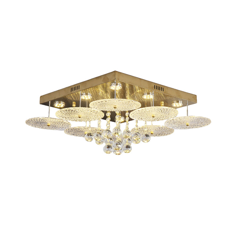 Gold LED Flush Light Fixture Modern Style Crystal Ball Ribbed Round Ceiling Lamp for Bedroom Clearhalo 'Ceiling Lights' 'Close To Ceiling Lights' 'Close to ceiling' 'Flush mount' Lighting' 812402