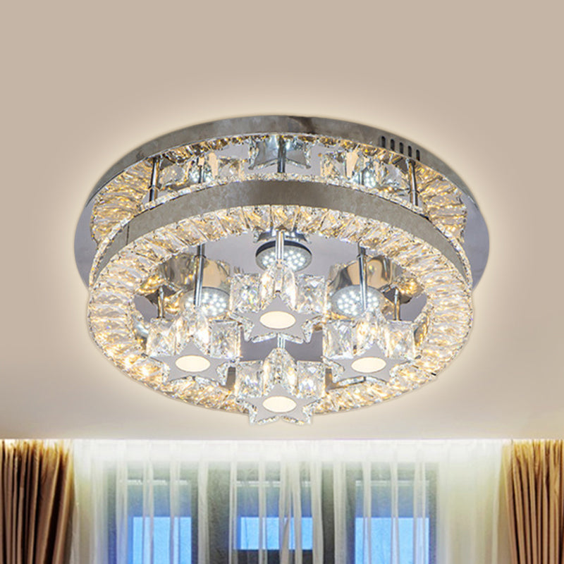 Clear Crystal Semi-Circle/Spiral Ceiling Light Minimalist LED Living Room Flush Mount Fixture in Chrome Chrome A Clearhalo 'Ceiling Lights' 'Close To Ceiling Lights' 'Close to ceiling' 'Flush mount' Lighting' 812432