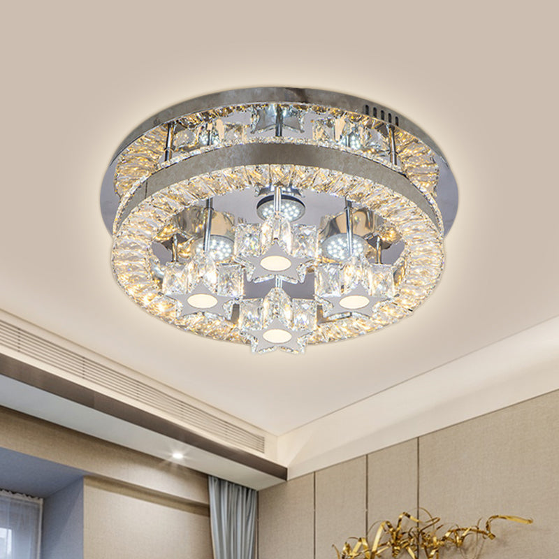 Clear Crystal Semi-Circle/Spiral Ceiling Light Minimalist LED Living Room Flush Mount Fixture in Chrome Clearhalo 'Ceiling Lights' 'Close To Ceiling Lights' 'Close to ceiling' 'Flush mount' Lighting' 812433