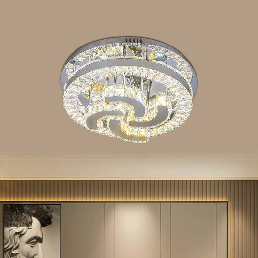 Clear Crystal Semi-Circle/Spiral Ceiling Light Minimalist LED Living Room Flush Mount Fixture in Chrome Clearhalo 'Ceiling Lights' 'Close To Ceiling Lights' 'Close to ceiling' 'Flush mount' Lighting' 812437