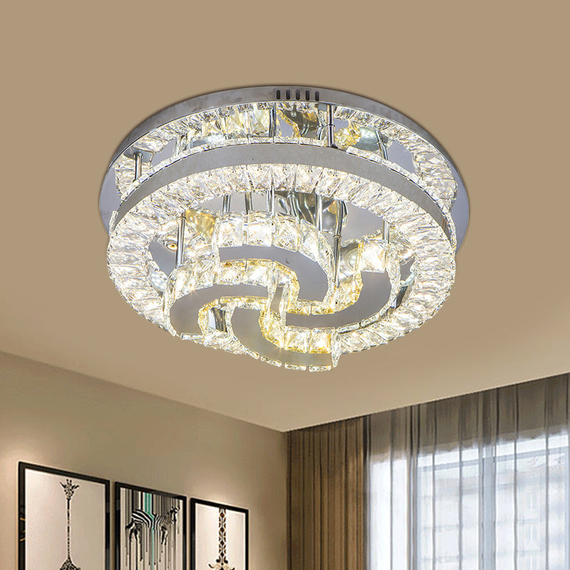 Clear Crystal Semi-Circle/Spiral Ceiling Light Minimalist LED Living Room Flush Mount Fixture in Chrome Clearhalo 'Ceiling Lights' 'Close To Ceiling Lights' 'Close to ceiling' 'Flush mount' Lighting' 812438