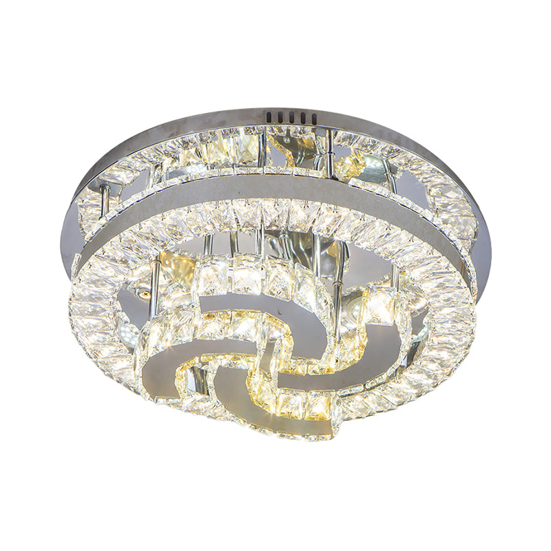 Clear Crystal Semi-Circle/Spiral Ceiling Light Minimalist LED Living Room Flush Mount Fixture in Chrome Clearhalo 'Ceiling Lights' 'Close To Ceiling Lights' 'Close to ceiling' 'Flush mount' Lighting' 812439