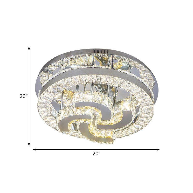 Clear Crystal Semi-Circle/Spiral Ceiling Light Minimalist LED Living Room Flush Mount Fixture in Chrome Clearhalo 'Ceiling Lights' 'Close To Ceiling Lights' 'Close to ceiling' 'Flush mount' Lighting' 812440