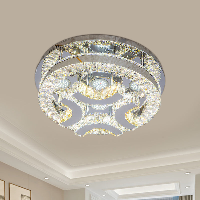 Clear Crystal Semi-Circle/Spiral Ceiling Light Minimalist LED Living Room Flush Mount Fixture in Chrome Chrome C Clearhalo 'Ceiling Lights' 'Close To Ceiling Lights' 'Close to ceiling' 'Flush mount' Lighting' 812441