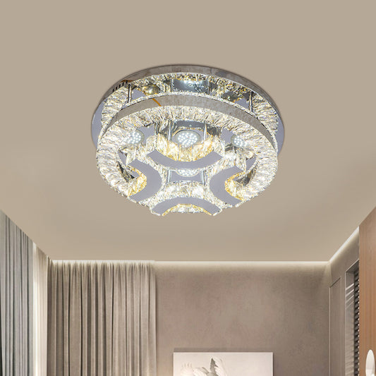 Clear Crystal Semi-Circle/Spiral Ceiling Light Minimalist LED Living Room Flush Mount Fixture in Chrome Clearhalo 'Ceiling Lights' 'Close To Ceiling Lights' 'Close to ceiling' 'Flush mount' Lighting' 812442