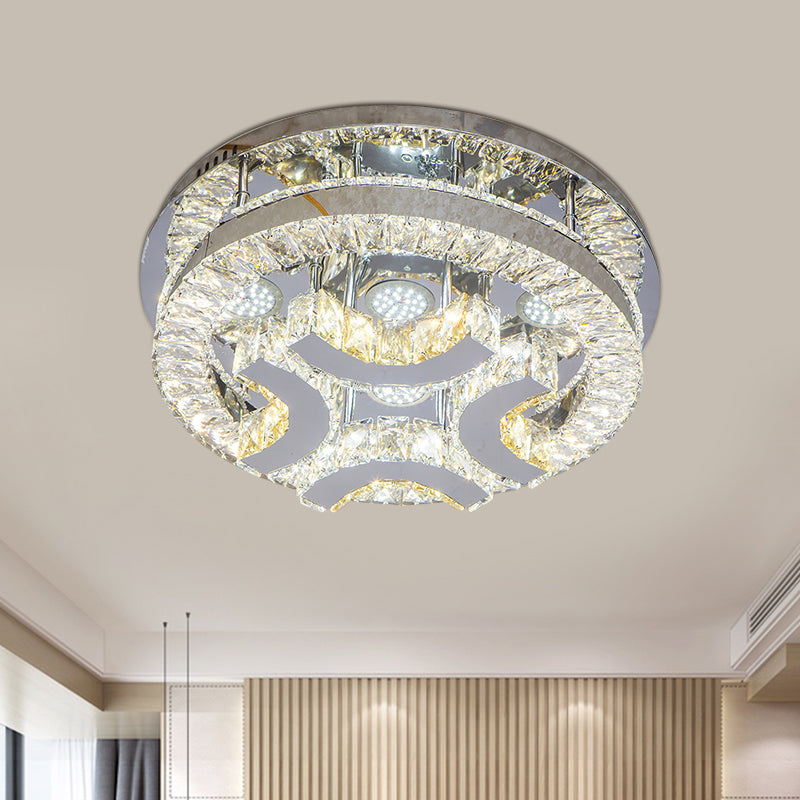 Clear Crystal Semi-Circle/Spiral Ceiling Light Minimalist LED Living Room Flush Mount Fixture in Chrome Clearhalo 'Ceiling Lights' 'Close To Ceiling Lights' 'Close to ceiling' 'Flush mount' Lighting' 812443