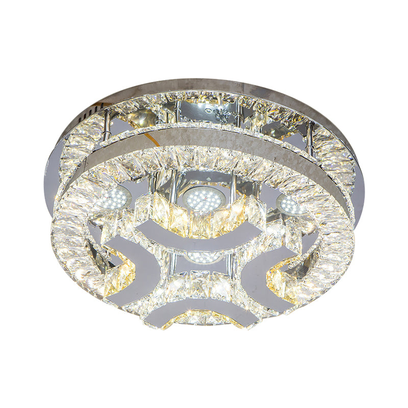 Clear Crystal Semi-Circle/Spiral Ceiling Light Minimalist LED Living Room Flush Mount Fixture in Chrome Clearhalo 'Ceiling Lights' 'Close To Ceiling Lights' 'Close to ceiling' 'Flush mount' Lighting' 812444