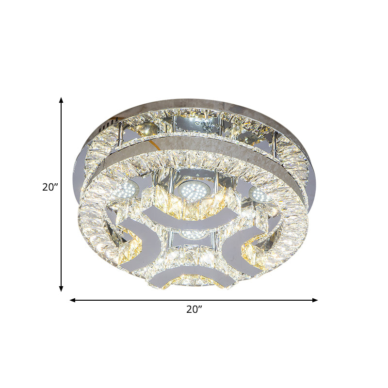 Clear Crystal Semi-Circle/Spiral Ceiling Light Minimalist LED Living Room Flush Mount Fixture in Chrome Clearhalo 'Ceiling Lights' 'Close To Ceiling Lights' 'Close to ceiling' 'Flush mount' Lighting' 812445