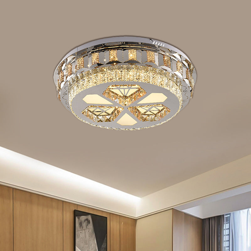 LED Flush Ceiling Light Modern Rectangle/Round Crystal Flush Mount Lamp in Chrome with Diamond Design Clearhalo 'Ceiling Lights' 'Close To Ceiling Lights' 'Close to ceiling' 'Flush mount' Lighting' 812459