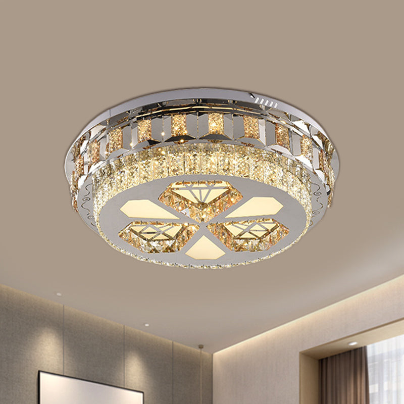 LED Flush Ceiling Light Modern Rectangle/Round Crystal Flush Mount Lamp in Chrome with Diamond Design Clearhalo 'Ceiling Lights' 'Close To Ceiling Lights' 'Close to ceiling' 'Flush mount' Lighting' 812460