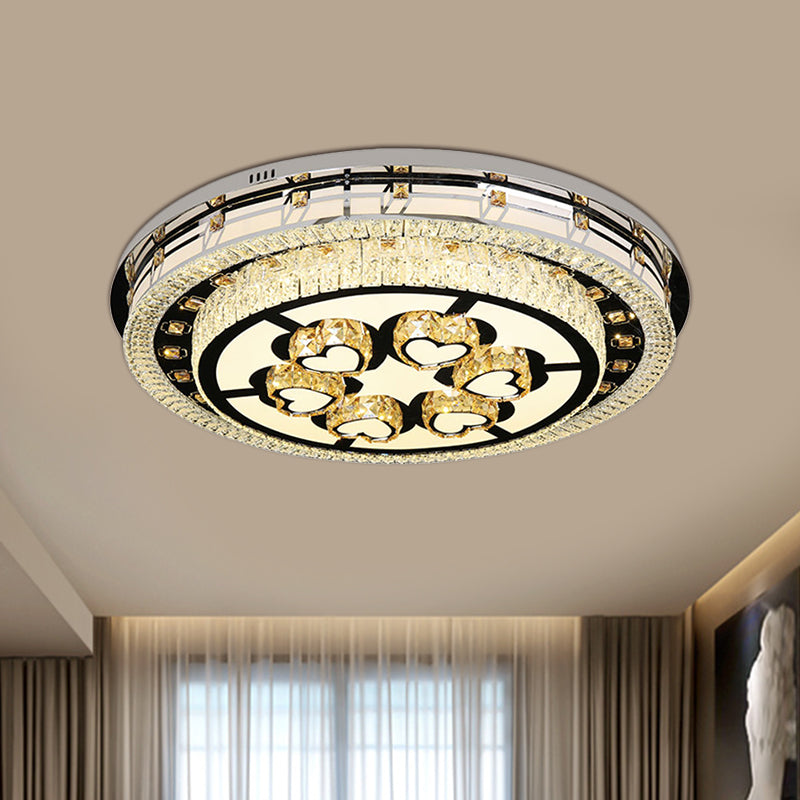 Chrome Loving Heart Ceiling Light Fixture Contemporary Crystal LED Living Room Flush Mount with Tiered Round Design Chrome Clearhalo 'Ceiling Lights' 'Close To Ceiling Lights' 'Close to ceiling' 'Flush mount' Lighting' 812463