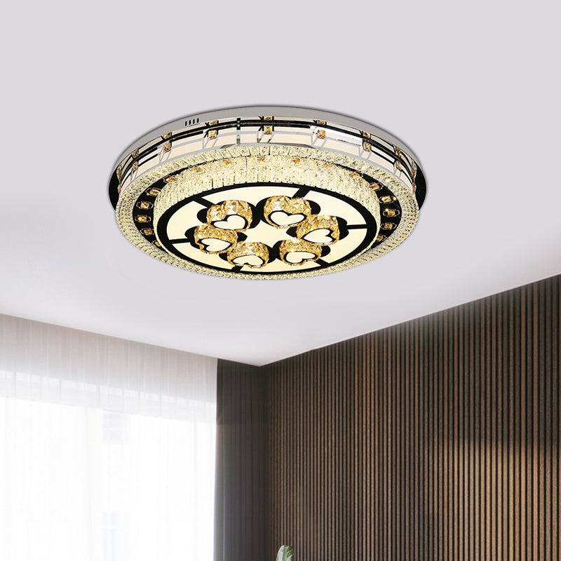 Chrome Loving Heart Ceiling Light Fixture Contemporary Crystal LED Living Room Flush Mount with Tiered Round Design Clearhalo 'Ceiling Lights' 'Close To Ceiling Lights' 'Close to ceiling' 'Flush mount' Lighting' 812464