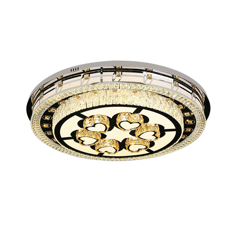 Chrome Loving Heart Ceiling Light Fixture Contemporary Crystal LED Living Room Flush Mount with Tiered Round Design Clearhalo 'Ceiling Lights' 'Close To Ceiling Lights' 'Close to ceiling' 'Flush mount' Lighting' 812465