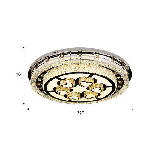 Chrome Loving Heart Ceiling Light Fixture Contemporary Crystal LED Living Room Flush Mount with Tiered Round Design Clearhalo 'Ceiling Lights' 'Close To Ceiling Lights' 'Close to ceiling' 'Flush mount' Lighting' 812466