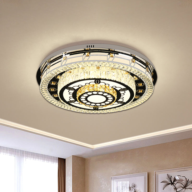 LED K9 Crystal Flushmount Light Modernism Chrome 3-Layered Round Living Room Ceiling Mounted Fixture Clearhalo 'Ceiling Lights' 'Close To Ceiling Lights' 'Close to ceiling' 'Flush mount' Lighting' 812472