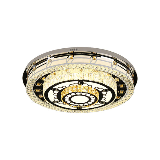 LED K9 Crystal Flushmount Light Modernism Chrome 3-Layered Round Living Room Ceiling Mounted Fixture Clearhalo 'Ceiling Lights' 'Close To Ceiling Lights' 'Close to ceiling' 'Flush mount' Lighting' 812473