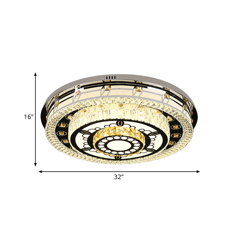 LED K9 Crystal Flushmount Light Modernism Chrome 3-Layered Round Living Room Ceiling Mounted Fixture Clearhalo 'Ceiling Lights' 'Close To Ceiling Lights' 'Close to ceiling' 'Flush mount' Lighting' 812474