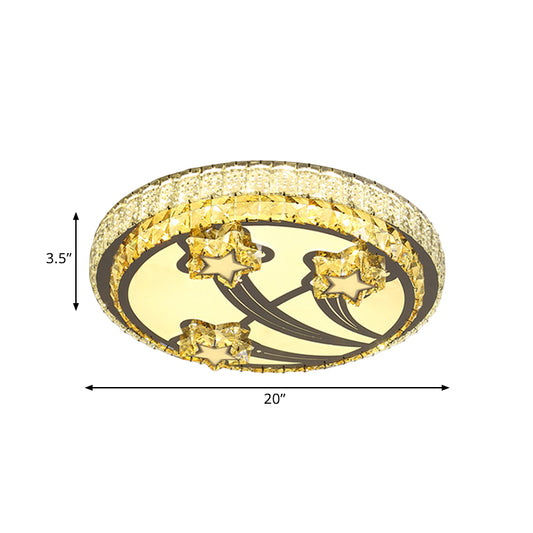 White LED Flush Ceiling Light Simple Style Faceted Crystal Star Lighting Fixture with 2-Tier Round Design Clearhalo 'Ceiling Lights' 'Close To Ceiling Lights' 'Close to ceiling' 'Flush mount' Lighting' 812478