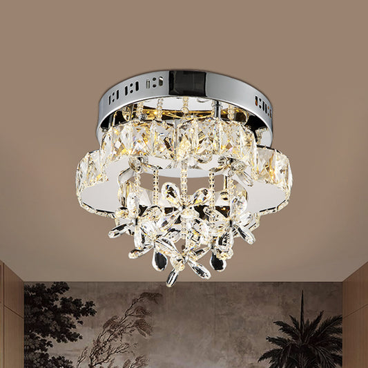 Simple Blossom Flush Mount Lamp LED Clear Faceted Crystal Ceiling Mounted Light for Corridor Clear Clearhalo 'Ceiling Lights' 'Close To Ceiling Lights' 'Close to ceiling' 'Flush mount' Lighting' 812487