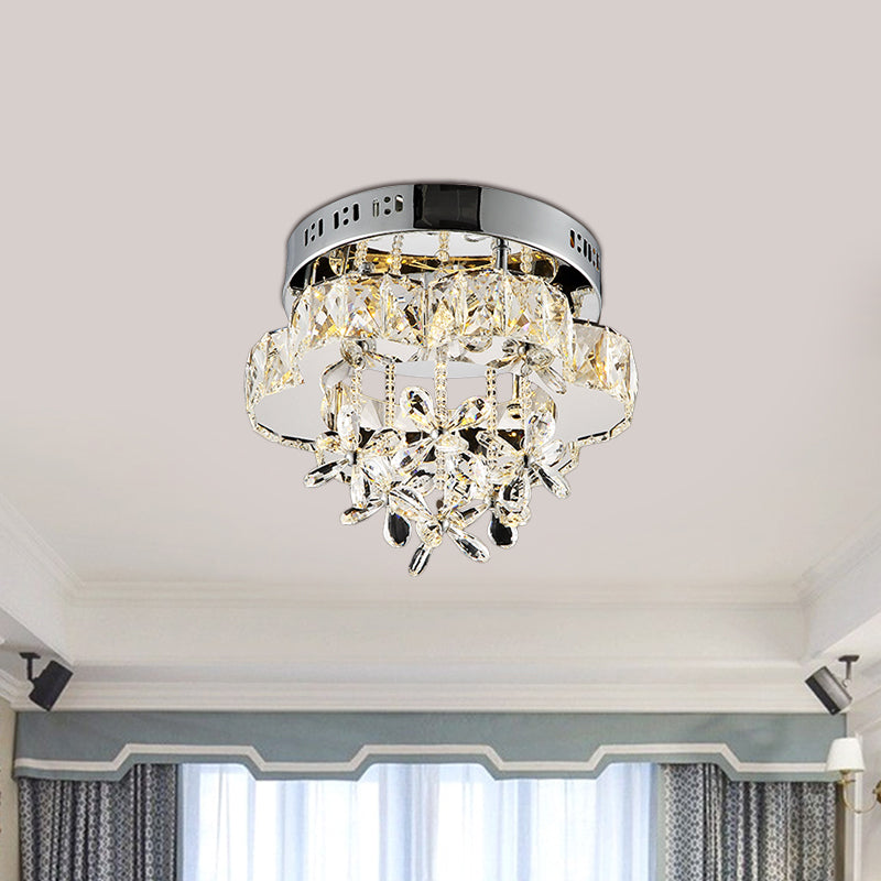 Simple Blossom Flush Mount Lamp LED Clear Faceted Crystal Ceiling Mounted Light for Corridor Clearhalo 'Ceiling Lights' 'Close To Ceiling Lights' 'Close to ceiling' 'Flush mount' Lighting' 812488