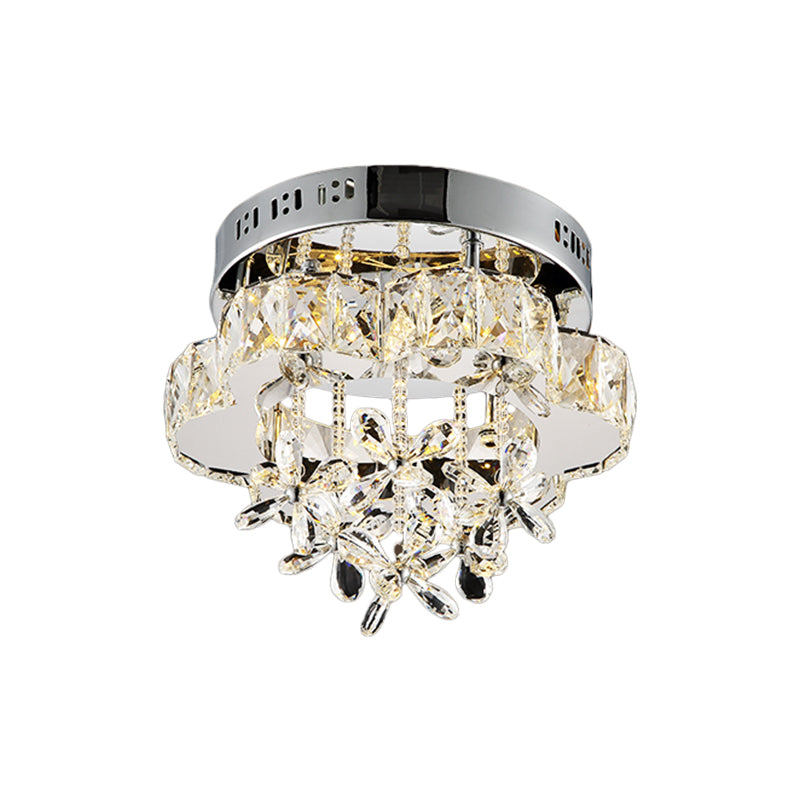 Simple Blossom Flush Mount Lamp LED Clear Faceted Crystal Ceiling Mounted Light for Corridor Clearhalo 'Ceiling Lights' 'Close To Ceiling Lights' 'Close to ceiling' 'Flush mount' Lighting' 812489