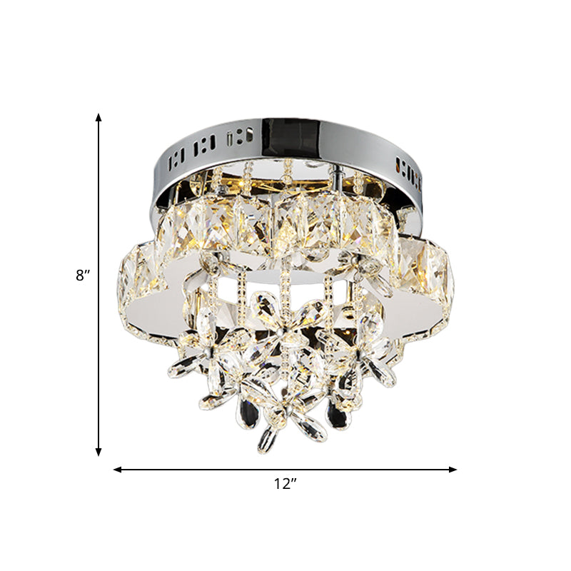 Simple Blossom Flush Mount Lamp LED Clear Faceted Crystal Ceiling Mounted Light for Corridor Clearhalo 'Ceiling Lights' 'Close To Ceiling Lights' 'Close to ceiling' 'Flush mount' Lighting' 812490