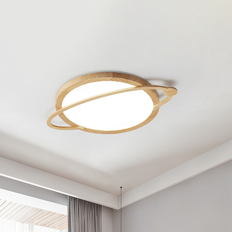 Wood Saturn Flush Light Kids Led Acrylic Close to Ceiling Lighting Fixture for Bedroom Clearhalo 'Ceiling Lights' 'Close To Ceiling Lights' 'Close to ceiling' 'Flush mount' Lighting' 812528