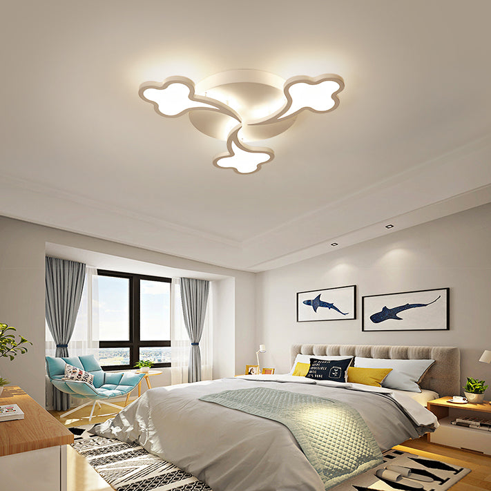 Chic Modern Round Semi Flush Mount Acrylic Ceiling Light Fixture in White for Bedroom Clearhalo 'Ceiling Lights' 'Close To Ceiling Lights' 'Close to ceiling' 'Semi-flushmount' Lighting' 81256