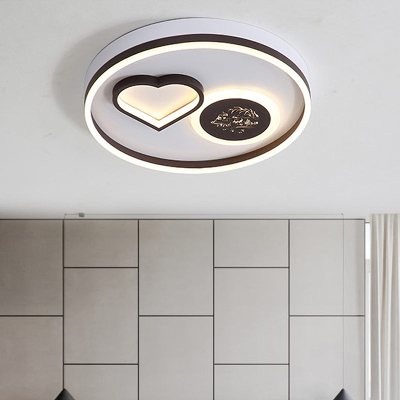 Ring Close to Ceiling Light Modern Acrylic Led Coffee Flushmount Lighting with Heart Shape in Warm/White Light Coffee Clearhalo 'Ceiling Lights' 'Close To Ceiling Lights' 'Close to ceiling' 'Flush mount' Lighting' 812583