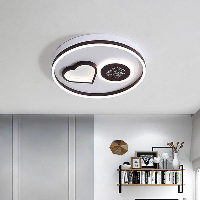 Ring Close to Ceiling Light Modern Acrylic Led Coffee Flushmount Lighting with Heart Shape in Warm/White Light Clearhalo 'Ceiling Lights' 'Close To Ceiling Lights' 'Close to ceiling' 'Flush mount' Lighting' 812584