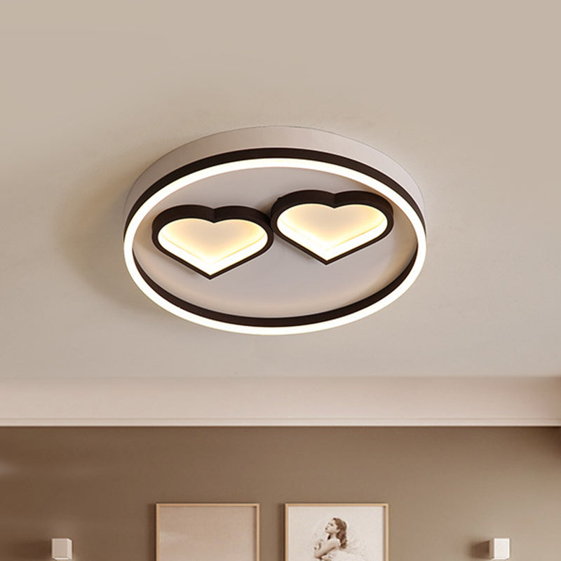 Contemporary Heart Shape Ceiling Mount Acrylic Led Bedroom Flushmount Light in Warm/White Light, Coffee Coffee Clearhalo 'Ceiling Lights' 'Close To Ceiling Lights' 'Close to ceiling' 'Flush mount' Lighting' 812587